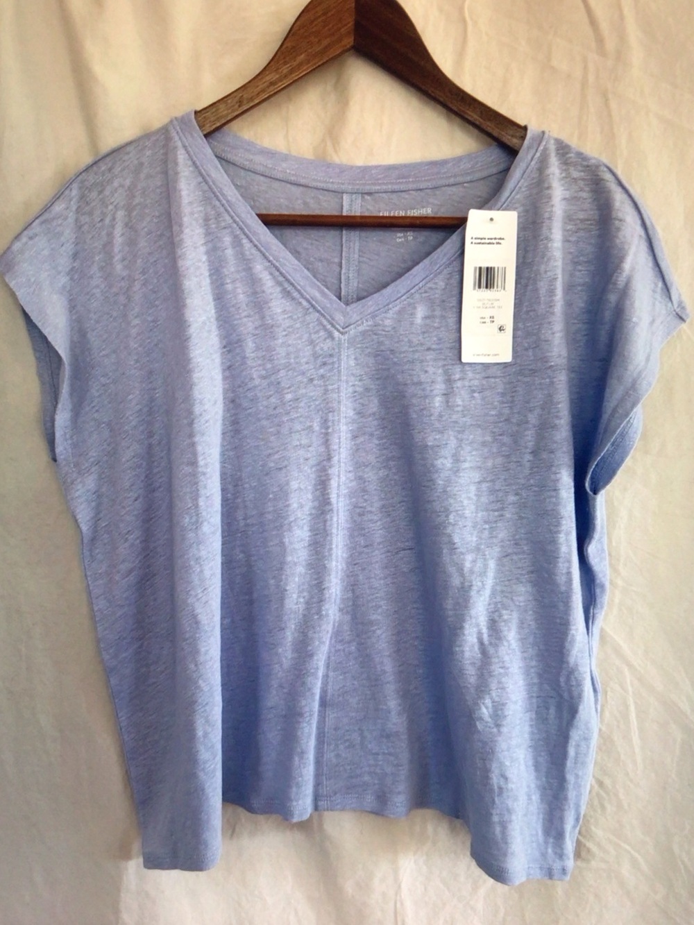 Eileen Fisher Light Blue V-Neck Short Sleeve Tee